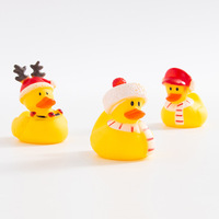 Vente chaude De Noël Mini Vinyle En Caoutchouc Canard Jouet De Bain Logo Personnalisé Flottant Animal Jouet pour Bébés pour Jouer En Vrac Emballé