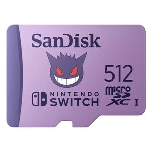 การ์ดหน่วยความจำ POKEMON Gengar สีม่วง ขนาด 512GB สำหรับ MicroSD รุ่น SDSQXAO 512G GN6ZK วัสดุพลาสติก ความเร็ว Class 10 ใช้งานร่วมกับ DVR ได้ - Product Image 1