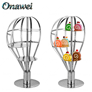 Support à gâteaux en acier inoxydable doré pour décoration de mariage, ballon à air chaud, présentoir de desserts, restaurant, fête - Product Image 6