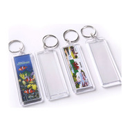 Porte-clés Rectangulaire en Acrylique 8,3 x 3,3 cm, Cadre Photo Vierge pour Bricolage et Artisanat