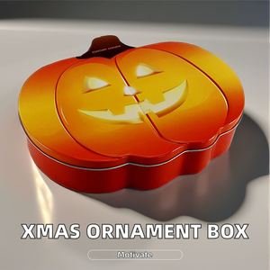 Hallowmas Metal Ornament Storage <b>Box</b> with Dividers for Holiday Decorations & Gifts - Product Image 3