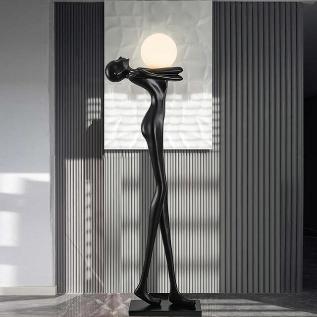 Modern Living Room Decorative Resin Abstract Embrace of Light Sculpture Floor Lamp