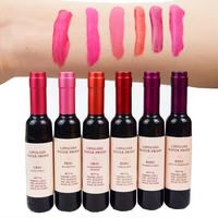 Vente en gros 6 couleurs mat bouteille de vin brillant à lèvres teinte à lèvres liquide rouge à lèvres eau mate organique coréen joue et lèvre teinte