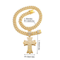 Bijoux Spirituels Religieux Sertis de Moissanite Or et Argent Chaîne Cubaine Trapstar avec Pendentif Croix Collier Jésus pour Hommes