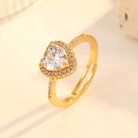 Nouvelle bague polyvalente en laiton plaqué or 18 carats, ajustable, pour femme, incrustée de zircone en forme de cœur blanc, vert et rouge, bijoux de mode