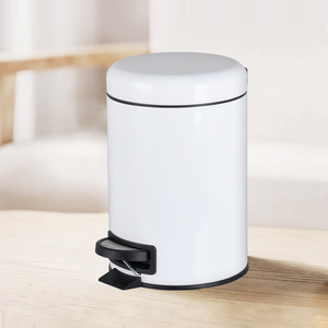 Poubelle ronde à pédale avec couvercle fermé en douceur Poubelle en acier inoxydable Poubelle pour la maison - Product Image 4