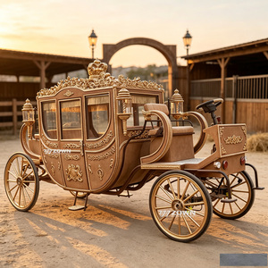 Voiture de tourisme électrique style Princesse, décorée or noir, cabine fermée, design lanterne rétro, pour parcs à thème - Product Image 1