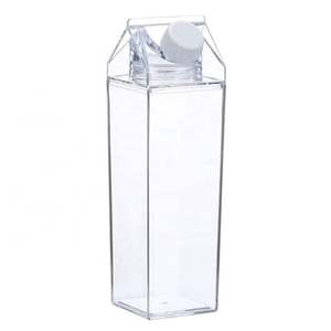 Wholesale 500Ml 1000Ml Plastic <b>Clear</b> Leakproof Minimalist Dishwasher Safe Milk Carton Water Bottle for Party - Product Image 6