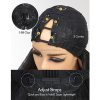 Perruque bouclée en V/U, style Yaki Afro, résistante à la chaleur, synthétique, tressée, bouclée crépue, demi-perruque à clipser pour femmes noires