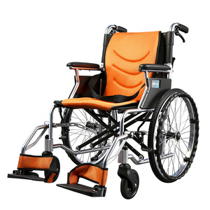 Fauteuil roulant manuel Hubang en alliage d'aluminium, 16 kg, coussin orange, pliable, pour personnes âgées, aide à la mobilité - Product Image 1