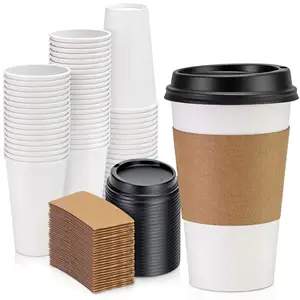 Tampas de papel de café e mangas de bambu, suporte de papel de parede dupla personalizado, tampas de papel, fabricante, copo de papel descartável para café