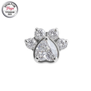 Boucles d'oreilles clous de créateur Freya, motif patte de chat, en titane, bijoux coréens pour <span class=keywords><strong>piercing</strong></span> de nez, labret, <span class=keywords><strong>langue</strong></span>, hélix, pour femmes - Product Image 2