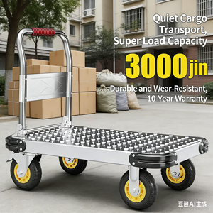 Multi-Use Steel <strong>Flat</strong> <strong>Cart</strong> with Folding Design - Portable Cargo Transport Trolley - Product Image 3