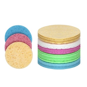 Bán buôn sản phẩm mới mặt nén trang điểm Remover gỗ bột giấy bông sợi <span class=keywords><strong>Sponge</strong></span> mặt rửa Puff Túi mỹ phẩm nhát - Product Image 3