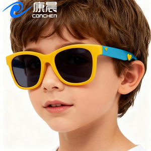 Lunettes de soleil pour enfants transfrontalières, monture carrée, silicone, verres polarisés TAC UV400, protection solaire unisexe, mode voyage - Product Image 5