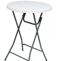 Bankett-Party-Cocktailtisch, Tragbarer Klappbarer Hoher Bartisch, Runder Bartisch mit Kunststoffplatte und Metallrahmen