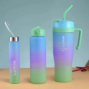 3 in 1 Plastic <b>Water</b> <b>Bottle</b> Set 40oz Tumbler with Leakproof Lid & Straw Handle for <b>Gym</b> Sports Direct Drinking Eco-Friendly - Product Image 4