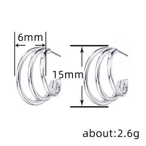Pendientes de Aro Geométricos Modernos, Chapados en Oro de 18K, Aleación, Joyería de Moda Unisex E3456, Blanco Champán - Product Image 6