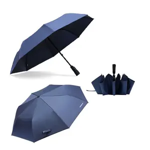 Modello personalizzato nero rivestito UV Logo personalizzato a colori facile da trasportare 3 ombrelli pieghevoli ombrello personale