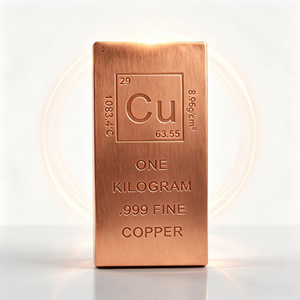 Barre de cuivre de qualité supérieure, un kilogramme, marquée, pour collectionneur, exposition en vitrine - Product Image 1