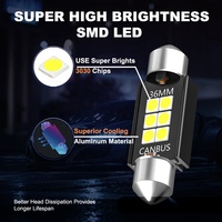 HOLY LED Canbus Festoon - Éclairage intérieur, plafonnier, plaque d'immatriculation - Blanc 7000-8000K - Aluminium - 12V/24V - 6SMD 3030 - 31mm 36mm 39mm
