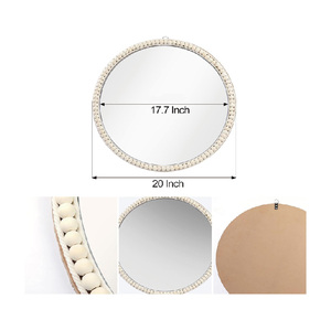 Miroir rond décoratif mural de 20 pouces, style bohème, avec perles, miroirs suspendus décoratifs pour la chambre d'enfant - Product Image 3