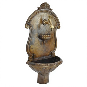 Fontaine murale décorative en fonte pour jardin de ferme, accessoire de jardin utile, thème antique, bassin mural extérieur en métal antique - Product Image 1