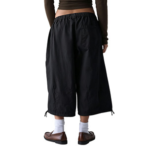 Pantaloni Cargo Casual da <span class=keywords><strong>Donna</strong></span> Personalizzati con Vita Elastica, Lunghezza <span class=keywords><strong>3</strong></span>/<span class=keywords><strong>4</strong></span>, Gamba Larga, Coulisse e Tasche Multiple - Product Image 3