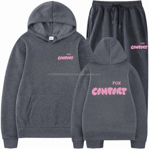 Sweat-shirts à capuche pour femmes de qualité supérieure, ensembles streetwear, logo personnalisé, ensemble blanc pour hommes - Product Image 2