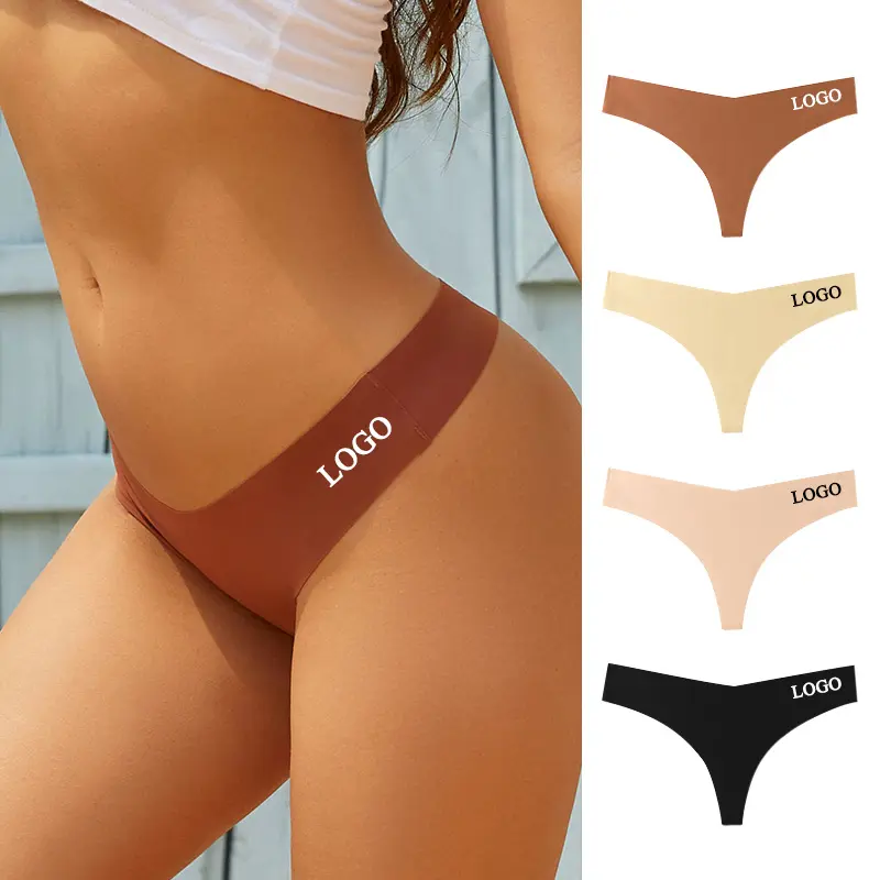 Ice silk seamless thong breathable sexy girl g-string underwear women's seamless thong panties for leggings