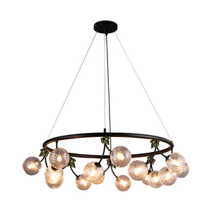 PP24006R-950 New 16*G9 Lampholder Decorative Pendant <b>Clear</b> Glass <b>Shade</b> Metal Matt Black Middle Living Room Chandeliers Pendant - Product Image 1