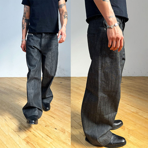 <span class=keywords><strong>Jeans</strong></span> Oversized Personalizados em Denim Japonês Cru para Uso Casual Masculino, <span class=keywords><strong>Jeans</strong></span> Baggy de Denim Cru Pesado - Product Image 3