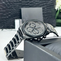 Montre chronographe à quartz haut de gamme pour homme avec boîtier polygonal et affichage de la date à halo inversé