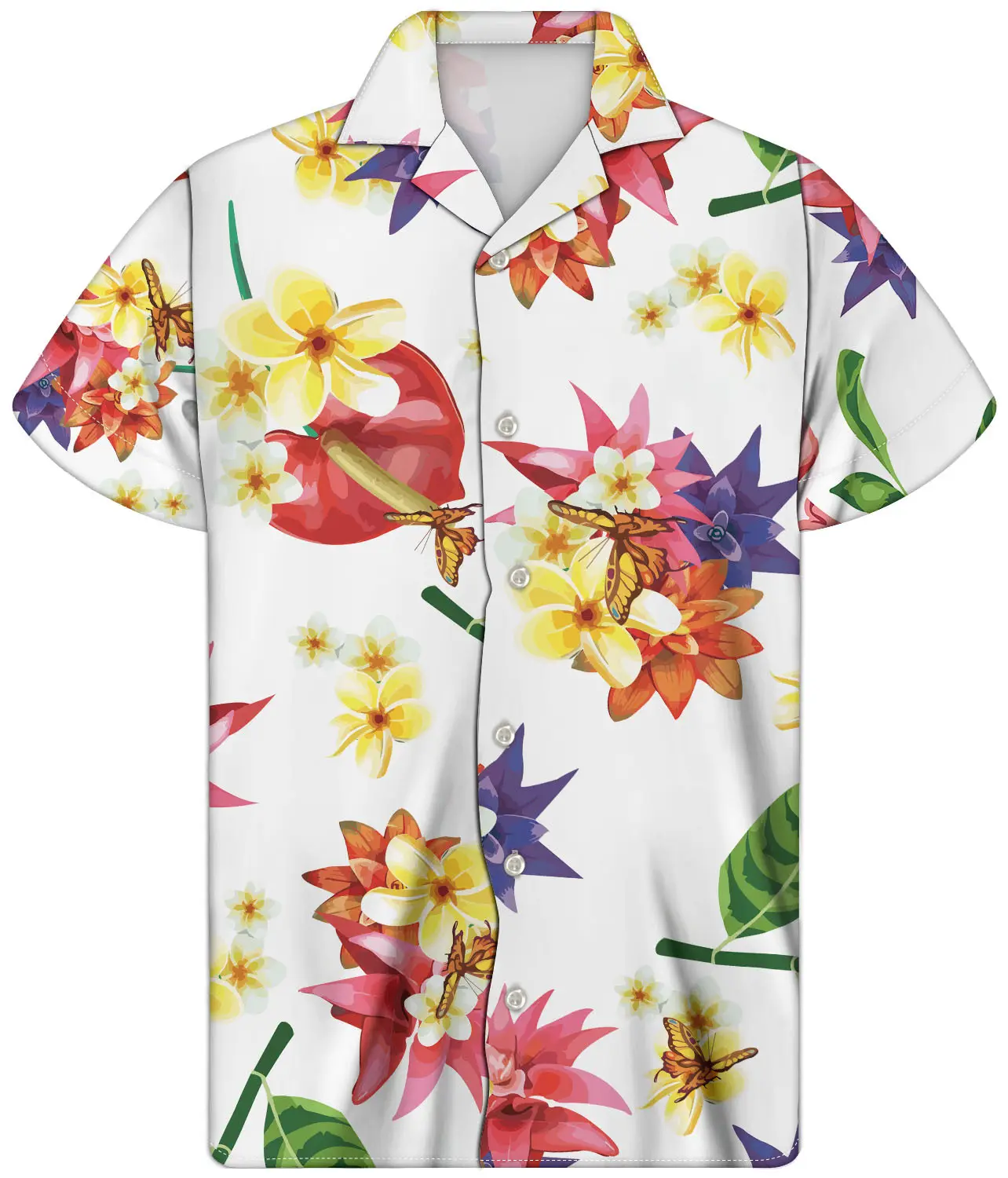 Hoge Kwaliteit Ster Product Bloemen Aloha Shirt Tropische Bloemen Afdrukken Hawaiian Shirt Polynesische Tribal Print Stof Voor De Zomer