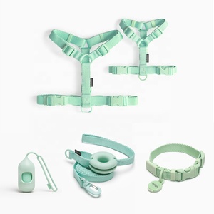 Holesale-<span class=keywords><strong>collar</strong></span> y correas de nailon para perro, conjunto de correas de piel trenzada ulticolor sin tirones - Product Image 2