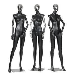 Mannequin de luxe argenté chromé visage bras Flexible noir Mannequin femme pour vêtements