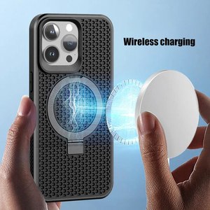 Custodia con Supporto Magnetico per Dissipazione del Calore per <span class=keywords><strong>iPhone</strong></span> 15 14 <span class=keywords><strong>Pro</strong></span> <span class=keywords><strong>11</strong></span> 13 12 <span class=keywords><strong>Pro</strong></span> Max, <span class=keywords><strong>Cover</strong></span> Rigida in PC Sottile Traspirante Antiurto - Product Image 4