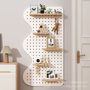Pegboard Solid Wood <b>Wall</b> <b>Shelf</b> Irregular Shape Office Storage Rack <b>Wall</b> <b>Mounted</b> Display <b>Shelf</b> Neatening Partition - Product Image 2