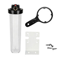 Boîtier de filtre à eau pour toute la maison, transparent, 20 po x 4,5 po, ports en plastique NPT de 1 po, résistant, avec double joint torique