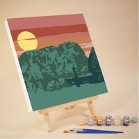 Kit de Peinture par Numéros DIY avec Cadre pour Toile, Thème Coucher de Soleil, pour Enfants et Adultes