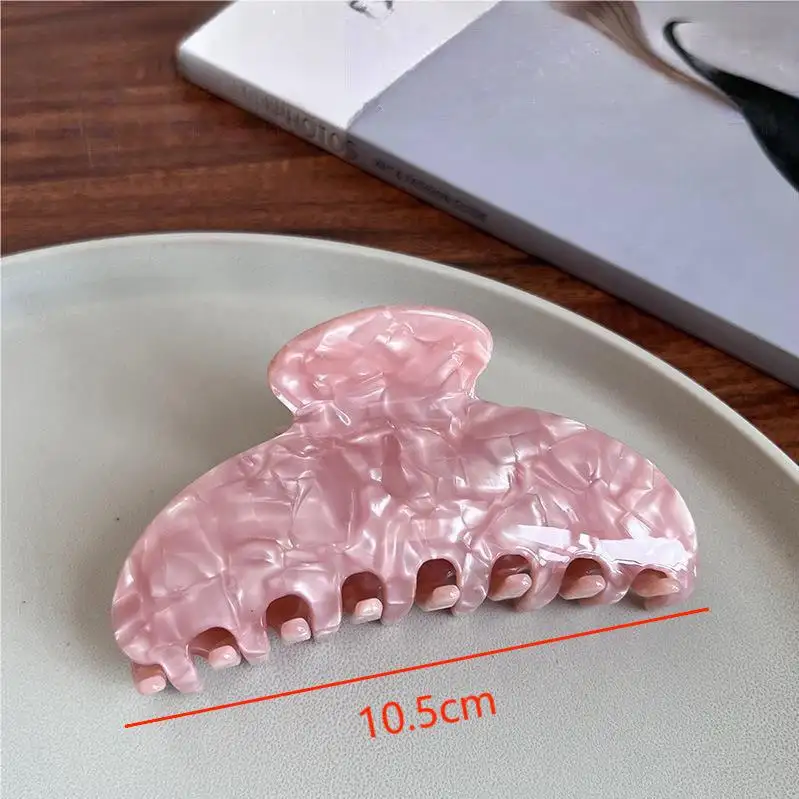 Qianjin Factory Custom LOGO Wholesale hot stamping French environmentally friendly cellulose acetate marble 11cm hair claw clip