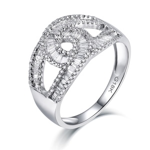 Bague Sunstar Luxury Classic Double C18K en or blanc plaqué rhodium avec diamant naturel de 0,55 ct, tendance, certifiée CMA pour femmes - Product Image 6