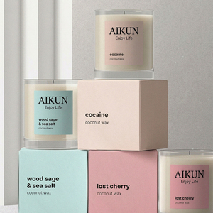 AIKUN OEM Luxury Handcrafted Glass Jar Soy Wax Scented <b>Candles</b> for Wedding <b>Dinner</b> Romantic Night Spa Meditation - Product Image 1