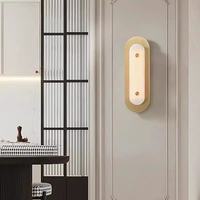 Applique murale LED d'intérieur en laiton blanc chaud pour chambre à coucher et salle de bain, moderne, en marbre alabastro, ovale, télécommandée, à fixer au mur
