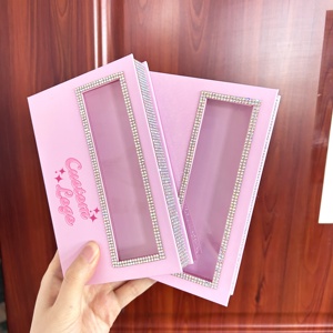 Caja de embalaje de lujo <span class=keywords><strong>rosa</strong></span> <span class=keywords><strong>con</strong></span> purpurina para <span class=keywords><strong>uñas</strong></span> postizas, <span class=keywords><strong>con</strong></span> logotipo privado y diamantes de imitación - Product Image 1