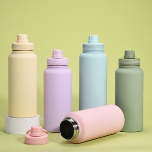 Nouvelle bouteille à double paroi grande capacité <span class=keywords><strong>1L</strong></span> anti-dérapant en acier inoxydable bouteille à vide large bouche Portable Sports de plein air tasse d'eau - Product Image 6