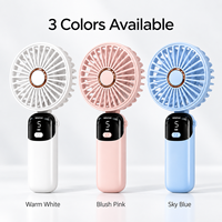 Ventilateur portable pliable USB à 5 vitesses avec affichage, moteur sans balais, double alimentation (USB/Batterie Lithium) pour bureau et extérieur