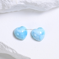 Anting Larimar Sepasang Grosir - Perhiasan Huggie Hoop Batu Pola Biru Alami