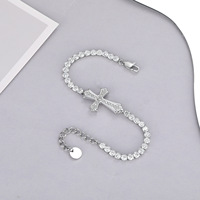 Bracelet croix en acier inoxydable YYN pour hommes et femmes, entièrement serti de zircone cubique, en acier titane, bijoux streetwear, vente en gros