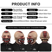 Masque de vampire à grande bouche en latex, masque de démon visage de fantôme pour Halloween, maison hantée, escape room, fête, personnalisable